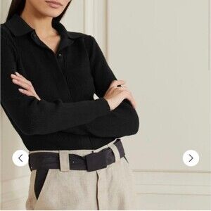 Bite studios London collection organic cotton/silk black ribbed cardigan